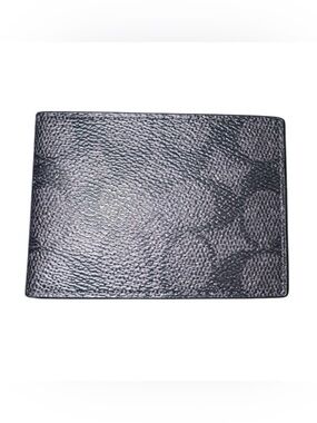 Coach men’s  Textured Leather Bi-Fold Wallet - Black cc pattern *nwt